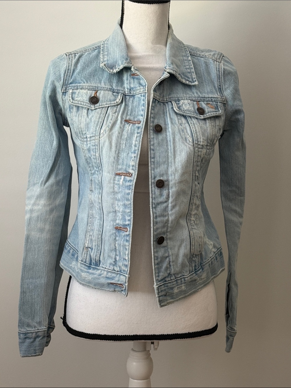 Abercrombie Kids Light Blue Fitted Denim Jacket - Classic Jean Coat